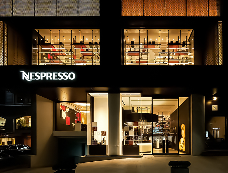 Nespresso Sunjin - Facade Lighting - Metis Lighting